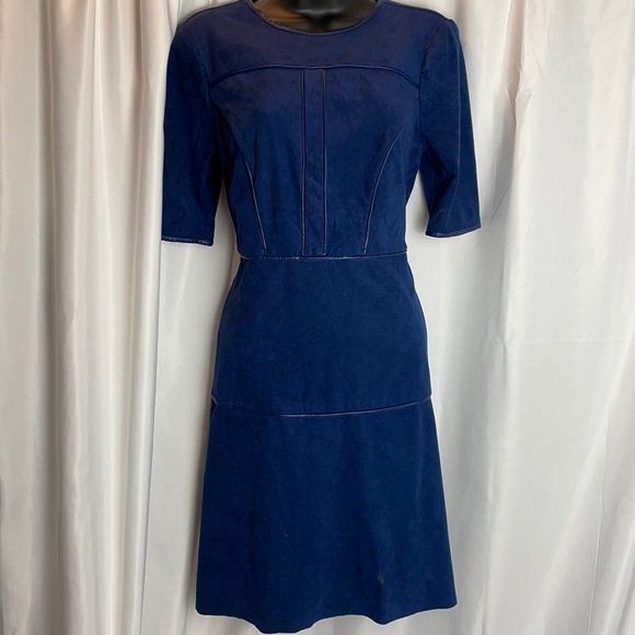 GUESS BLUE SUEDE ROUND NECK DRESS SIZE SMALL - Picture 2 of 9